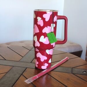 🆕 Kate Spade VALENTINES HEART DESIGN 40 oz Tumbler 💕